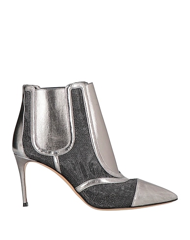 CASADEI Ankle boot Silver Leather, Textile fibres