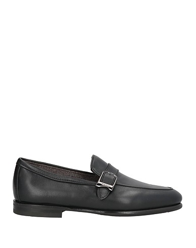 SANTONI Loafers GOODYEAR Black Leather