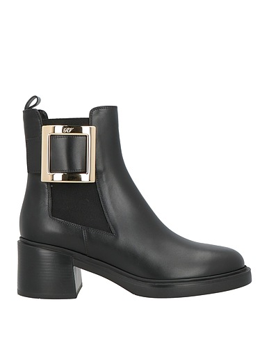 ROGER VIVIER Ankle boot Black Leather, Textile fibres