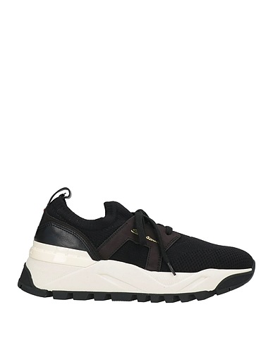 SANTONI Sneakers Black Textile fibers, Leather