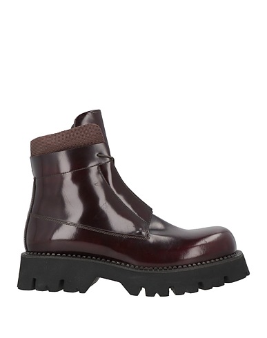 ATTIMONELLI'S Ankle boot Chocolate brown Leather, Textile fibers