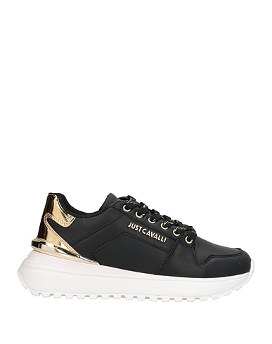 JUST CAVALLI Sneakers Black Leather, Synthetisches Material