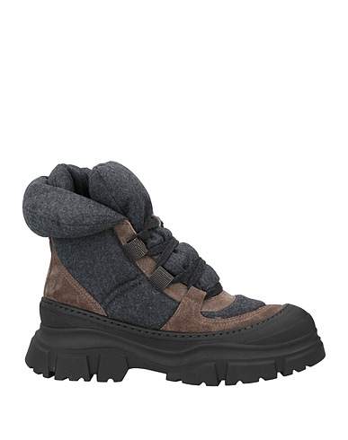 BRUNELLO CUCINELLI Ankle boot Charcoal Leather, Textile fibres