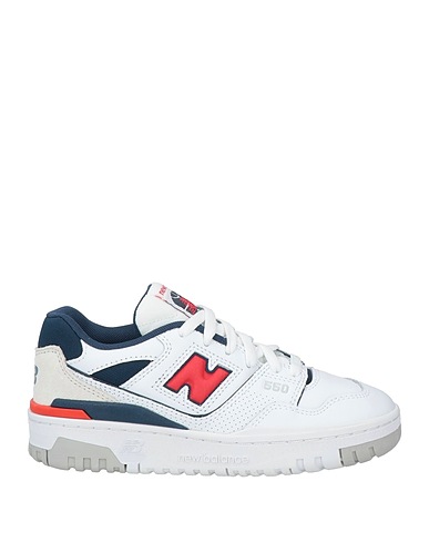 NEW BALANCE Sneakers White Leather, Textile fibers
