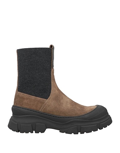 BRUNELLO CUCINELLI Ankle boot Taupe Leather, Textile fibers