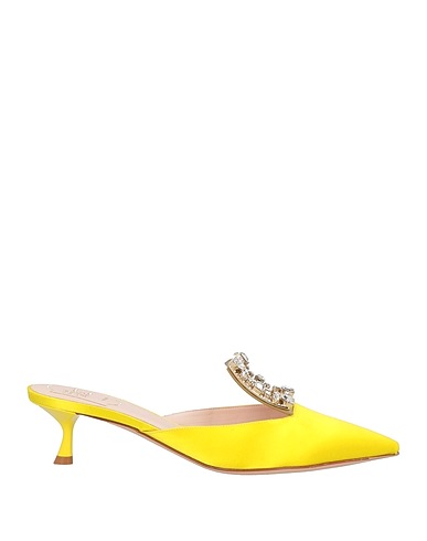 ROGER VIVIER Mules and clogs Yellow Textile fibres