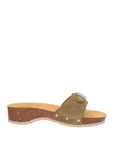 SCHOLL Mules and clogs Military green Leather