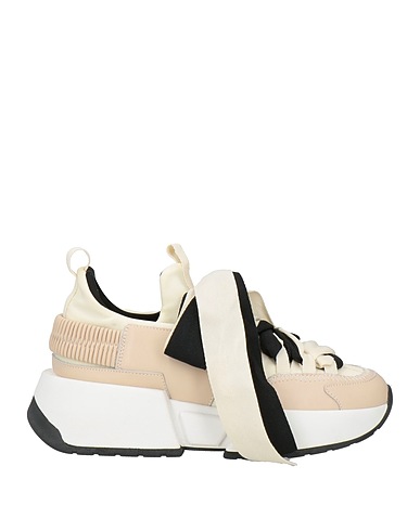 DORIA MARIA Sneakers Cream Leather, Textile fibers