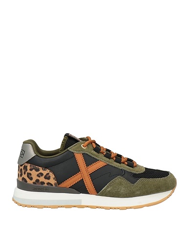 MUNICH Sneakers Military green Leather, Textile fibres