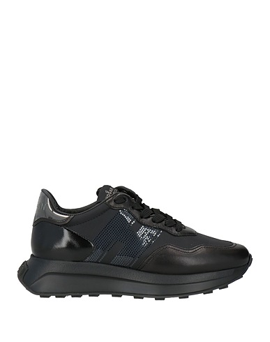 HOGAN Sneakers Black Leather, Textile fibres