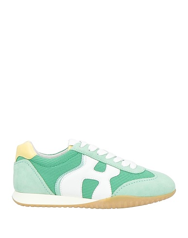 HOGAN Sneakers Light green Leather, Textile fibres