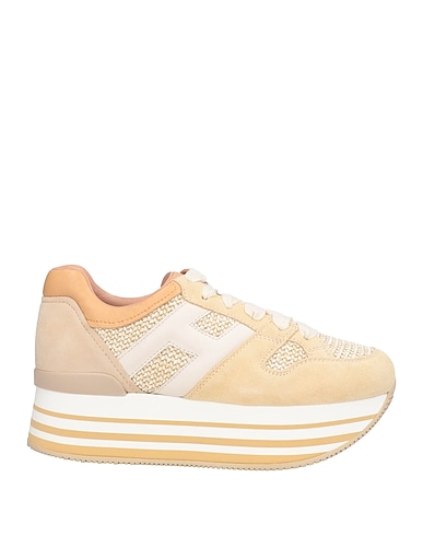 HOGAN Sneakers Beige Leather, Textile fibres