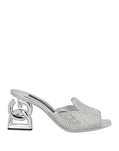 DOLCE&GABBANA Sandals Silver 50% Viscose, 30% Silk, 10% Calfskin, 6% Polyurea, 4% Polyester