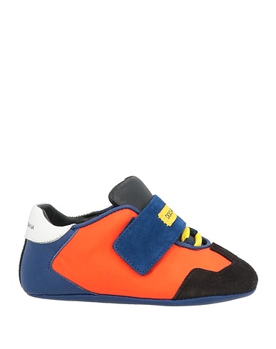 DOLCE&GABBANA Newborn shoes Orange 59% Viscose, 17% Goat skin, 14% Lambskin, 10% Polyamide