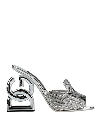 DOLCE&GABBANA Sandals Silver 50% Viscose, 30% Silk, 10% Calfskin, 6% Polyurethane, 4% Polyester