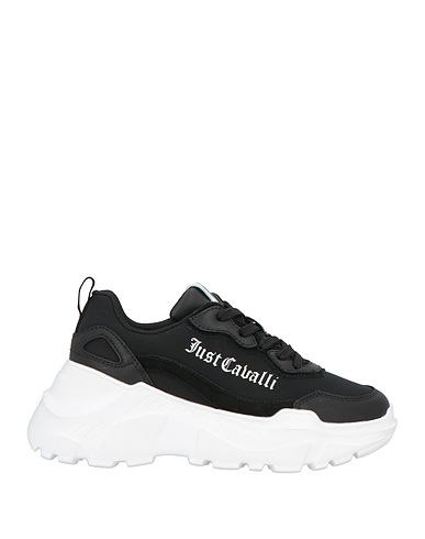 JUST CAVALLI Sneakers Nero Pelle, Fibre tessili, Materiale sintetico
