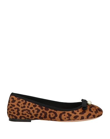 DIOR Ballet flats Camel Calfskin, Cotton, Viscose