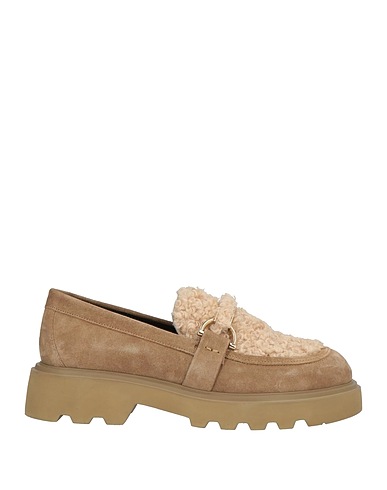 FRAU Loafers Taupe Leather, Textile fibres
