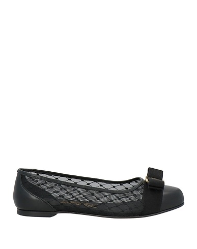 FERRAGAMO Ballet flats BALLERINA Black Textile fibers, Kidskin