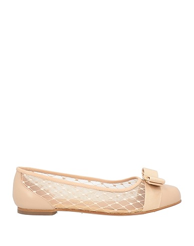 FERRAGAMO Ballet flats BALLERINA Beige Textile fibres, Leather