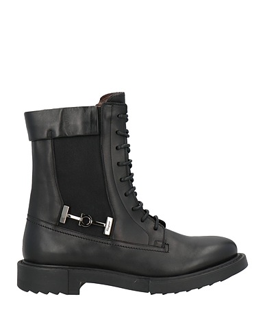 FERRAGAMO Bottine Noir Cuir de veau, Fibres textiles
