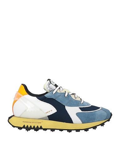 RUN OF Sneakers Slate blue Leather, Textile fibers
