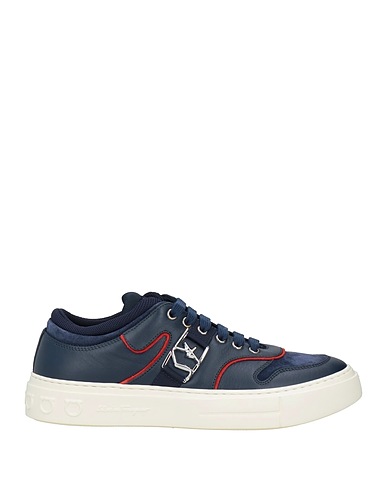 FERRAGAMO Sneakers Marineblau Leder, Gewebefasern