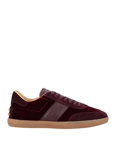 TOD'S Sneakers Burgundy Leather, Textile fibres
