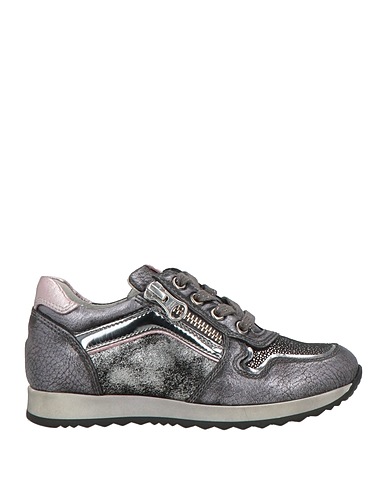 NERO GIARDINI JUNIOR Sneakers Silver Textile fibers, Leather, Synthetisches Material