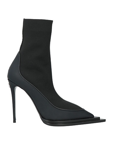 DOLCE&GABBANA Ankle boot Black Calfskin, Textile fibers, Rubber