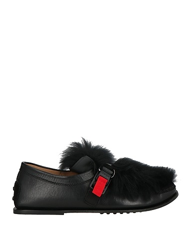 TOD'S Loafers Black Leather, Shearling