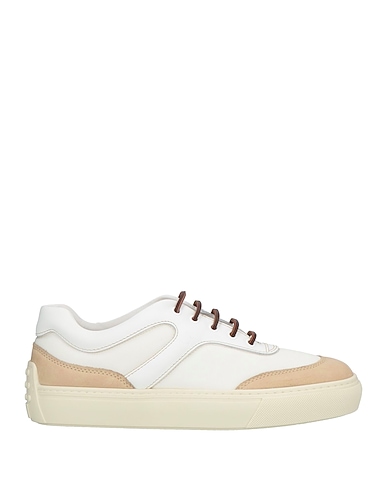 TOD'S Sneakers White Leather, Textile fibres