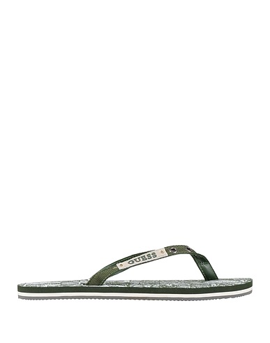 GUESS Flip flops Military green Textile fibers