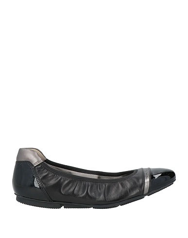 HOGAN Ballet flats Black Leather, Textile fibres