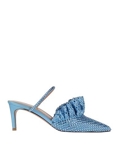ANDREA WAZEN Mules and clogs Light blue Textile fibres, Swarovski® Crystal