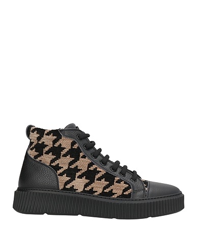 GIOVANNI CONTI Sneakers Black Leather, Textile fibers