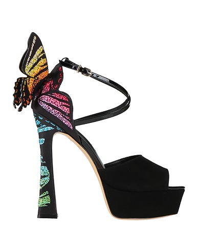 SOPHIA WEBSTER Sandals Black Leather, Textile fibres