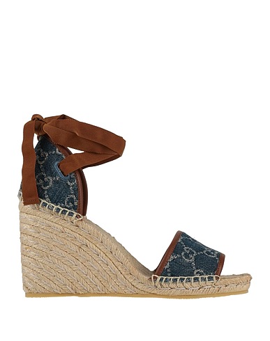 GUCCI Espadrilles Blue Textile fibers, Leather