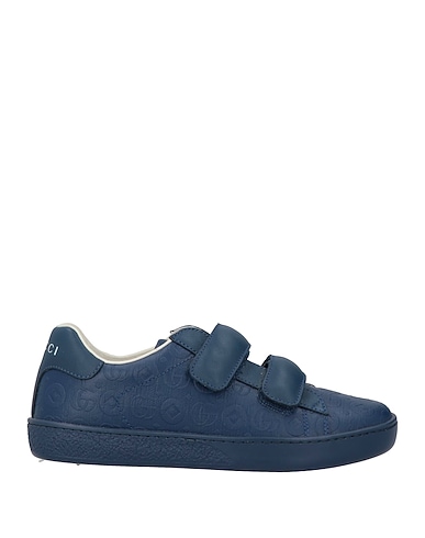 GUCCI Sneakers Navy Leather, Textile fibers