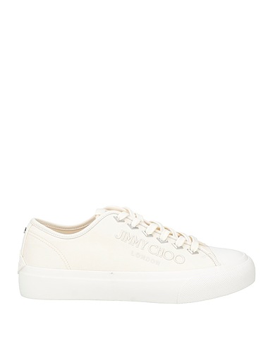 JIMMY CHOO Sneakers Ivory Leather, Textile fibers
