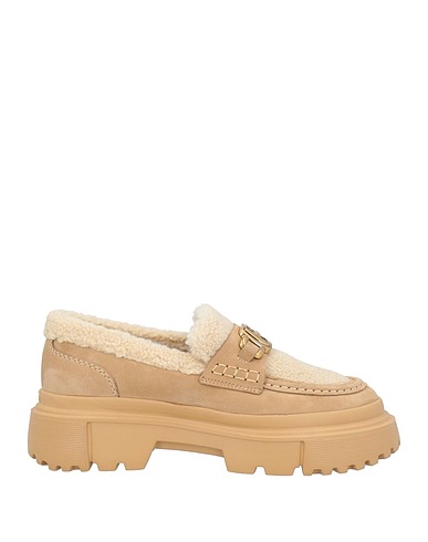 HOGAN Loafers Sand Leather, Textile fibres
