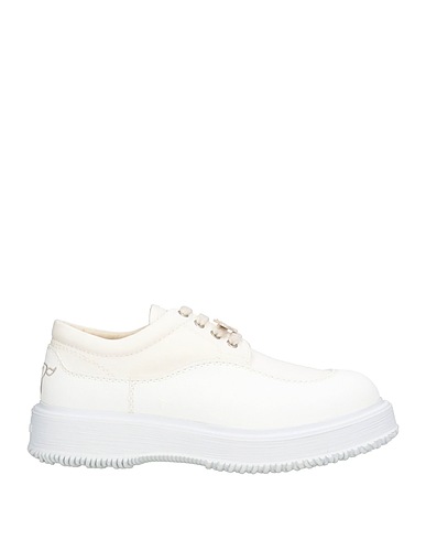 HOGAN Laced shoes Off white Textile fibres, Synthetisches Material