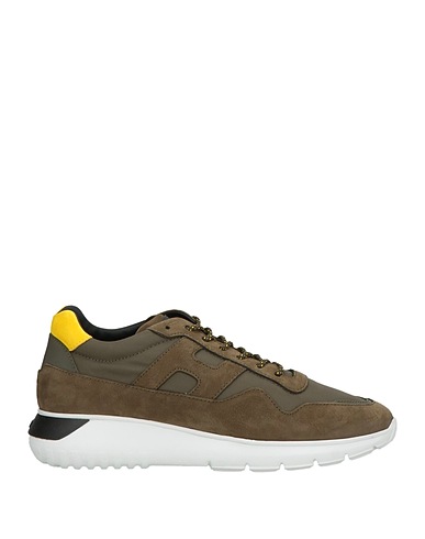 HOGAN Sneakers Military green Leather, Textile fibres