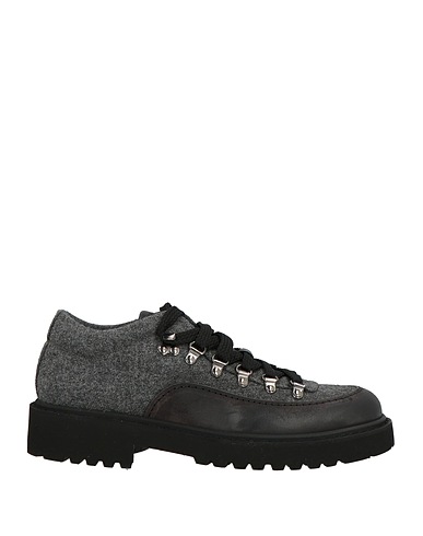 DOUCAL'S Laced shoes Charcoal Leather, Textile fibers