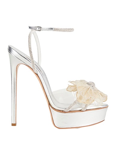 CASADEI Sandals Silver Synthetisches Material, Textile fibres