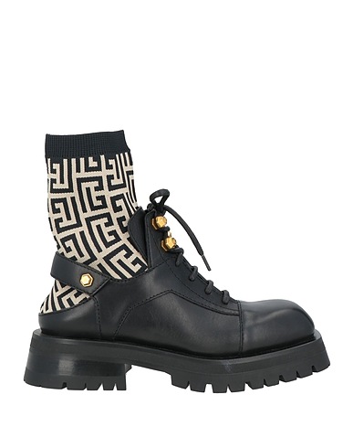 BALMAIN Ankle boot Black 70% Polyester, 30% Elastane, Calfskin