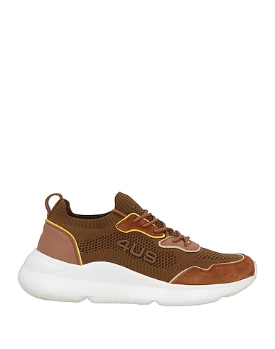 PACIOTTI 4US Sneakers Brown Leather, Textile fibres, Synthetisches Material