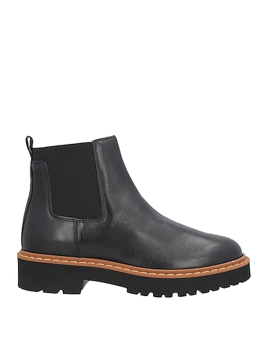 HOGAN Ankle boot Black Leather, Textile fibres