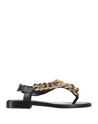 TOM FORD Flip flops Black Calfskin, Aluminum, Brass