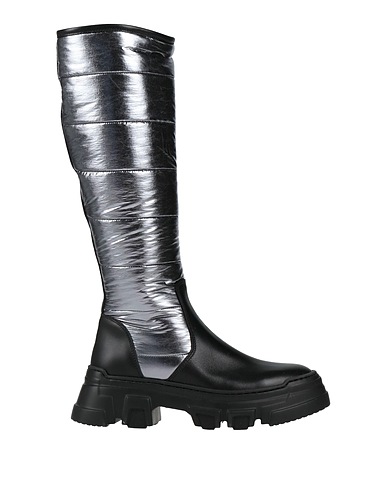 POLLINI Boots Silver Calfskin, Nylon